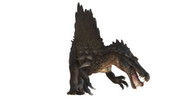 Vahşi spinosaurus şiddetle gürlüyor..