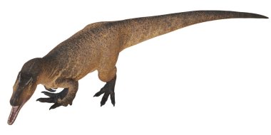 Dokulu ciltli gerçekçi bir dinozor modeli..