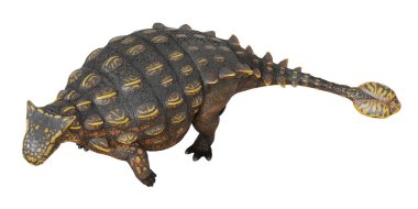 Beyaz zemin üzerinde gerçekçi Ankylosaurus dinazor modeli