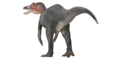 Beyaz arka planda gerçekçi dinozor modeli