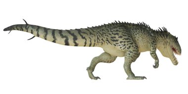 Hareket halindeki bir dinozorun gerçekçi tasviri.