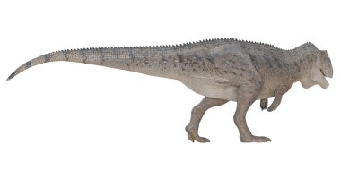 Beyaz arka planda gerçekçi dinozor modeli