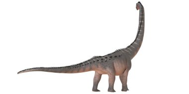 Devasa bir dinozorun gerçekçi tasviri.