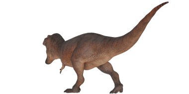 Beyaz arka planda gerçekçi dinozor modeli