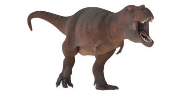 Şiddetli T-Rex dinozoru hareketli bir duruşla kükrüyor..