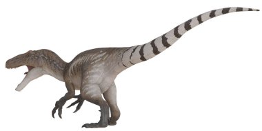 Dinamik pozisyondaki canlı dinozor modeli