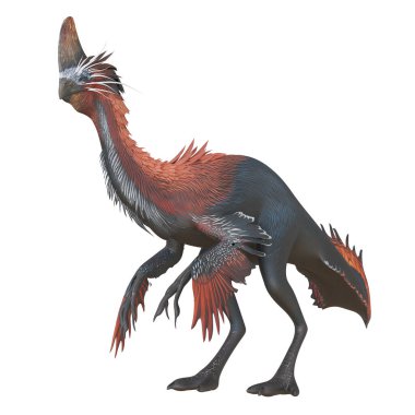 Tüylü, tarih öncesi bir dinozor tasviri..