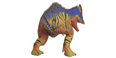 Canlı desenli renkli dinozor oyuncağı.