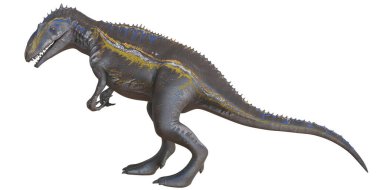 Canlı detaylara sahip gerçekçi dinozor modeli.