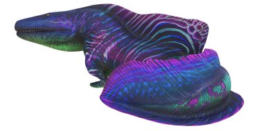 Canlı, soyut tasarımı olan gelecekçi balina.