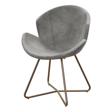 Parlak metal bacaklı modern gri sandalye.
