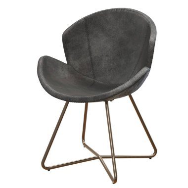 Parlak metal bacaklı modern gri sandalye..