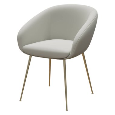 Parlak metal bacaklı modern beyaz sandalye..