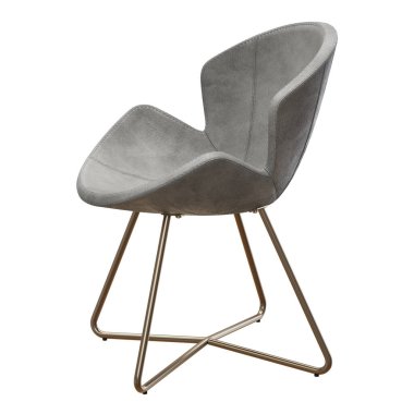 Metal çerçevede parlak, modern gri sandalye.