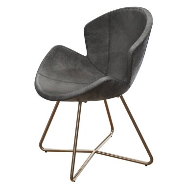 Benzersiz heykel tasarımlı modern gri sandalye.