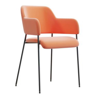 Modern turuncu koltuk ve parlak metal bacaklar..