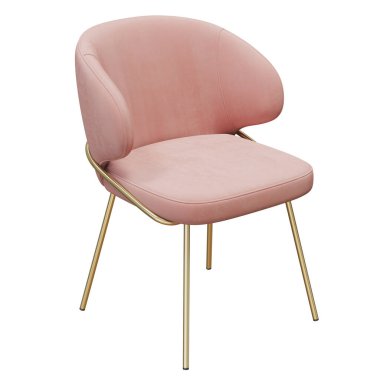 Altın bacaklı zarif pembe kadife sandalye..