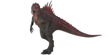 Vahşi spinosaurus dinozoru şiddetle gürlüyor.