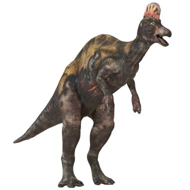 Dokulu ciltli gerçekçi bir dinozor modeli..