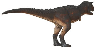 Beyaz arka plana karşı gerçekçi dinozor figürü