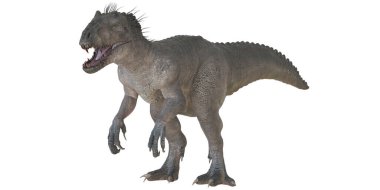 Açık çeneli vahşi dinozor kükremesi.