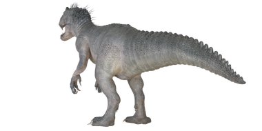 Beyaz arka planda gerçekçi dinozor modeli.