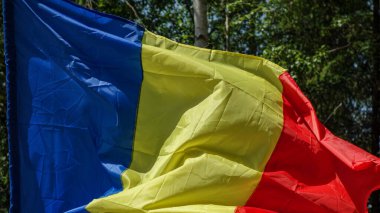 Rüzgarda dalgalı ulusal bayrak dalgaları.