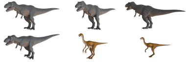 Beyaz arka planda çeşitli dinozor türleri