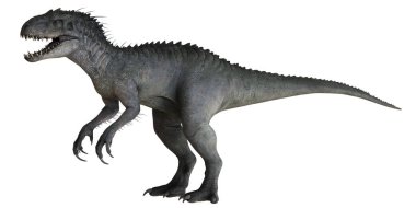 Keskin pençeleri ve dişleri olan vahşi bir dinozor.