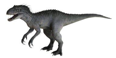 Beyaz arka planda vahşi etobur dinozor.