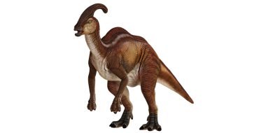 Gerçekçi Parasaurolophus dinozor modeli.