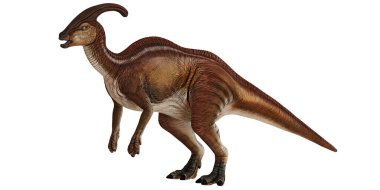 Bir Parasaurolophus dinozorunun detaylı modeli.