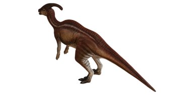 Bir Parasaurolophus dinozorunun gerçekçi 3D canlandırması.