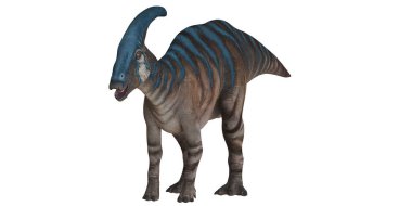 Beyaz arkaplanda renkli Parasaurolophus dinozoru