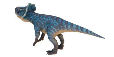 Beyaz arkaplana karşı mavi ve deniz mavisi dinozor.