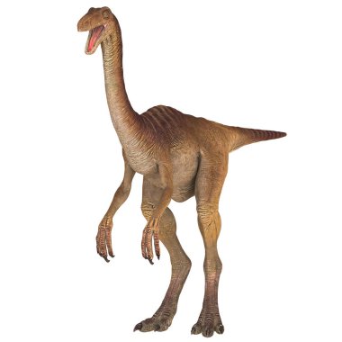 Beyaz arka planda gerçekçi dinozor modeli.