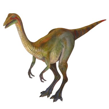 Beyaz arka planda gerçekçi dinozor modeli.