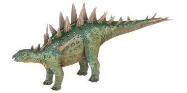 Beyaz arka planda sivri uçlu bir dinozor tasviri.