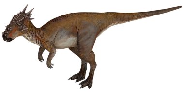 Beyaz arka planda gerçekçi dinozor modeli