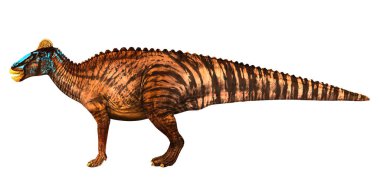 Çarpıcı desenli renkli dinozor çizimi