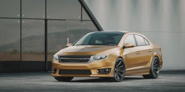 Markasız, jenerik konsept bir arabanın 3 boyutlu çizimi