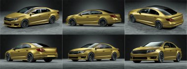 Markasız, jenerik konsept bir arabanın 3 boyutlu çizimi