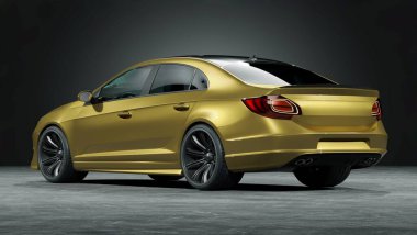 Markasız, jenerik konsept bir arabanın 3 boyutlu çizimi