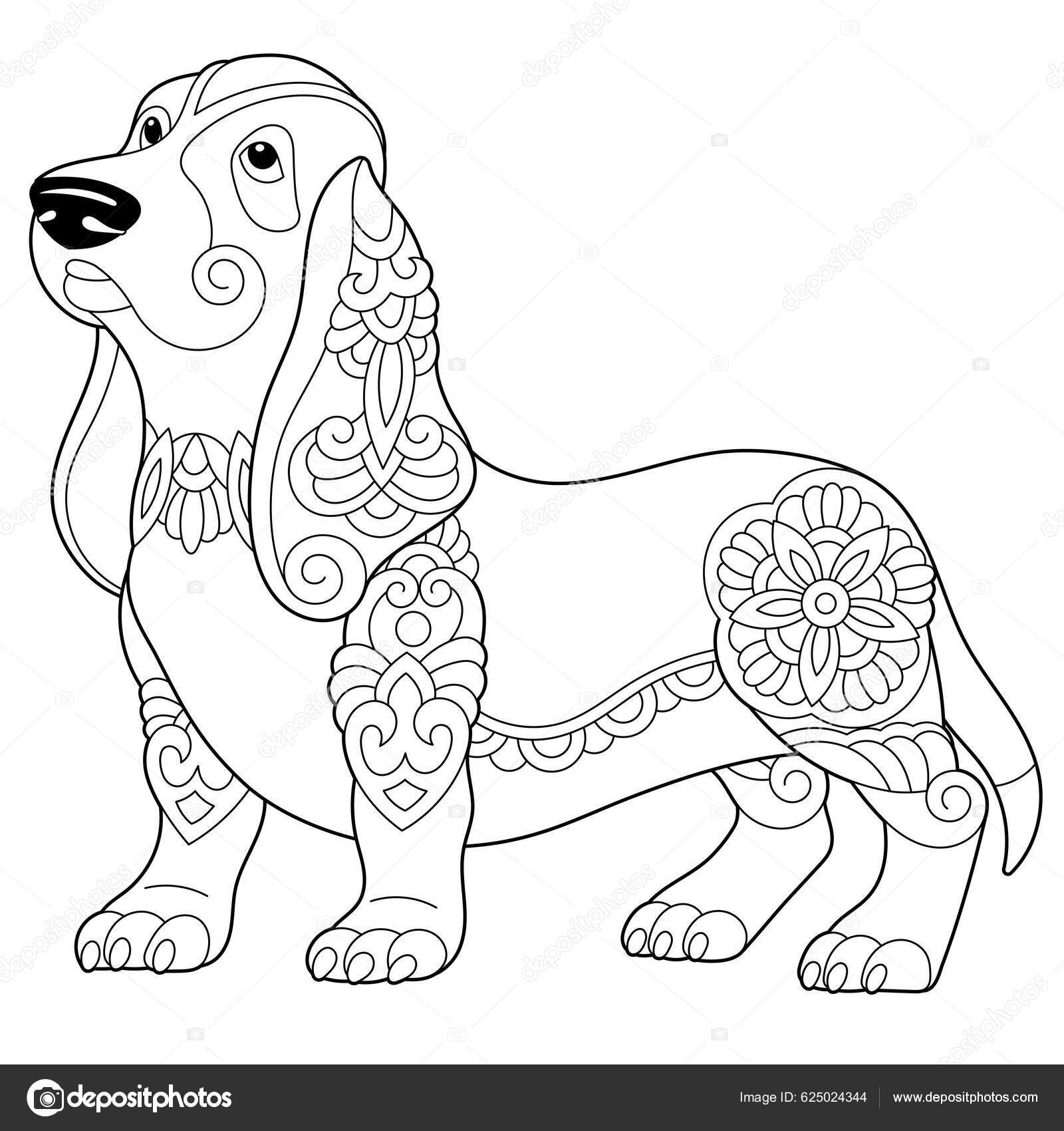 Cão desenho animado animal fofo kawaii doodle doodle página para colorir desenho  desenho
