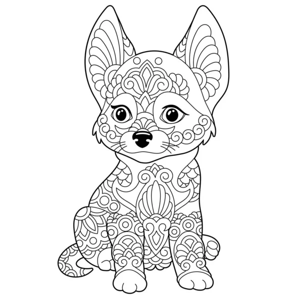 Mignon Chien Chihuahua Heureux Livre Coloriage Adulte Dans Style Mandala — Image vectorielle