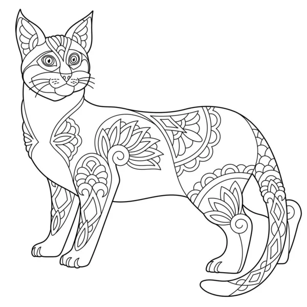 Roztomilá Egyptská Mau Kočka Dospělý Omalovánky Stránky Mandala Stylu — Stockový vektor