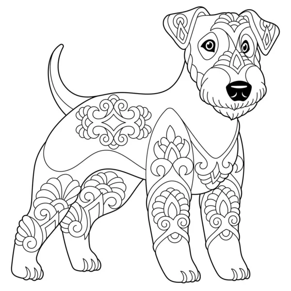 Cute Lakeland Terrier Dog Adult Coloring Book Page Mandala Style — Stock Vector