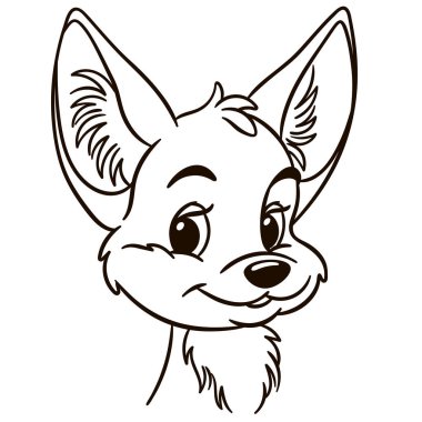 Fennec Fox çizgi film karakteri. Çocuklar için şirin bebek hayvan baskısı