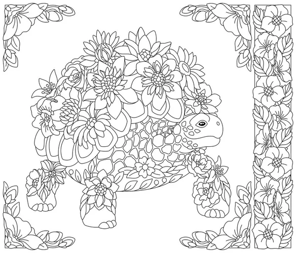 page de livre de coloriage adulte floral. renard de conte de fées