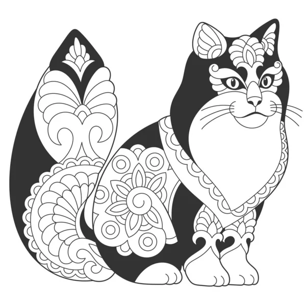 Lindo Diseño Gato Pelo Largo Británico Página Para Colorear Animales — Vector de stock
